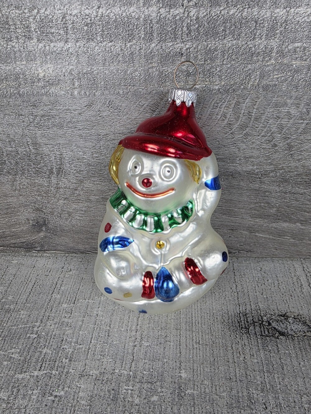 Vtg German Handblown Glass Clown Ornament Red Polka Dot Hat Lauscha Style 168b4